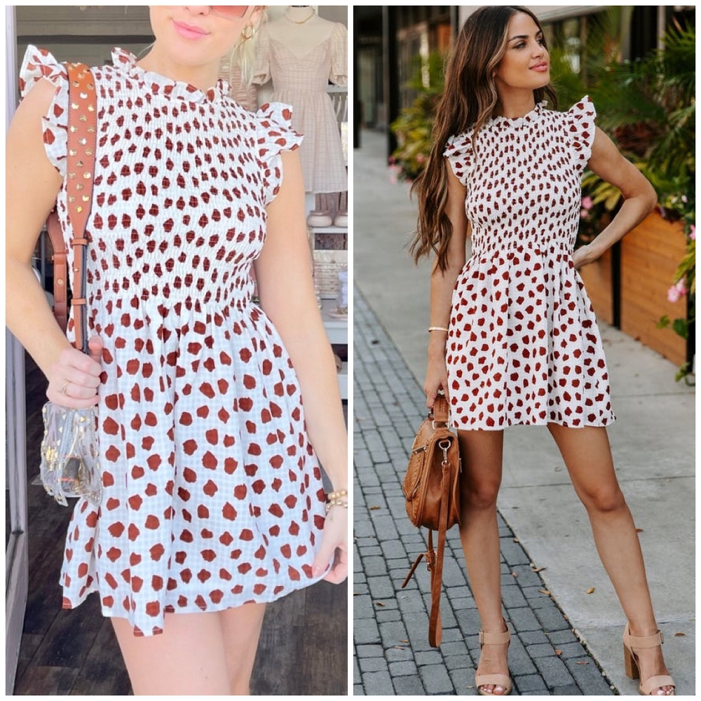 TCEC Adorable Smocked Top Cream Short Dress - Picture 8 of 9